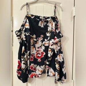 Off the shoulder Floral Black blouse
